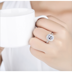 Fashion zircon stone stainless steel silver gold big diamond ring