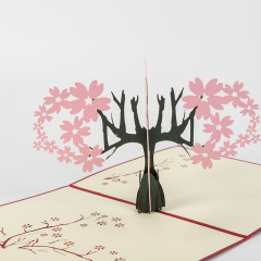 OEM amazon new laser cut cherry 3d valentine gift card butterfly pop up paper business cards