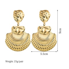 2019 Oversize fashion jewelry for women gold plate hoop conch shell big earrings