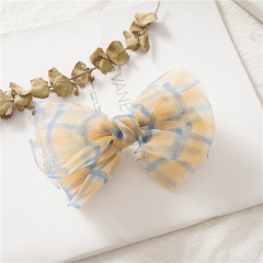 Summer hot sale gauze lattice organza bow hair clips for beautiful girls