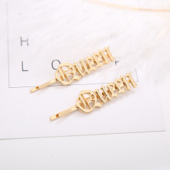 2020 new Korean ins amazon custom ladies gold letter word hair pins clip bling for women girls