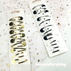 Korean hot sale gold and silver plated metal drop shape clip bangs baby hair pins clip