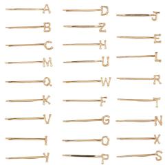 Custom fashion women girls metal plating 26 english letters hair pin with words