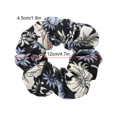 European and American Girls Chiffon Printed Elastic Hair Scrunchies for Women