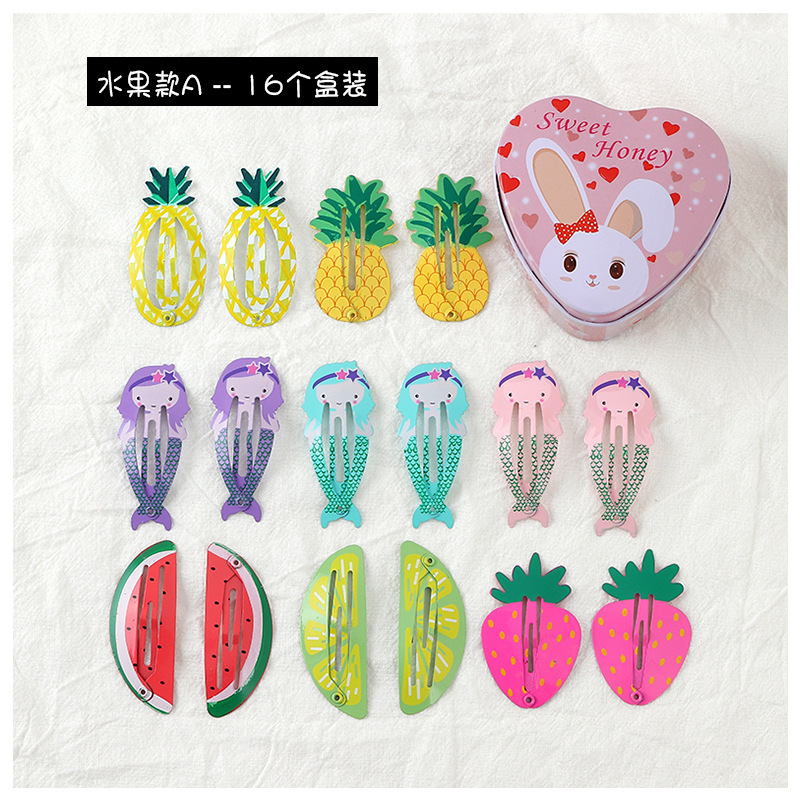 16pcs Korean printed cartoon animal fruit Crown Hairpin bb hair clip 16pcs Korean printed cartoon animal fruit Crown Hairpin bb hair clip