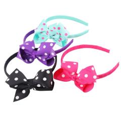 Hot personalized polka dot fabric bow hair band flower girl headbands