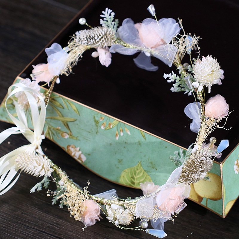 Wholesale korea Rhinestone gold bridal flower floral wedding garland