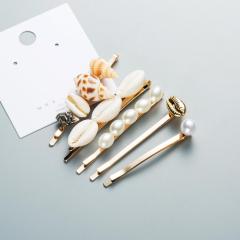 Victoria baroque vintage hair barretter set metal  pearl sea shell hair clip