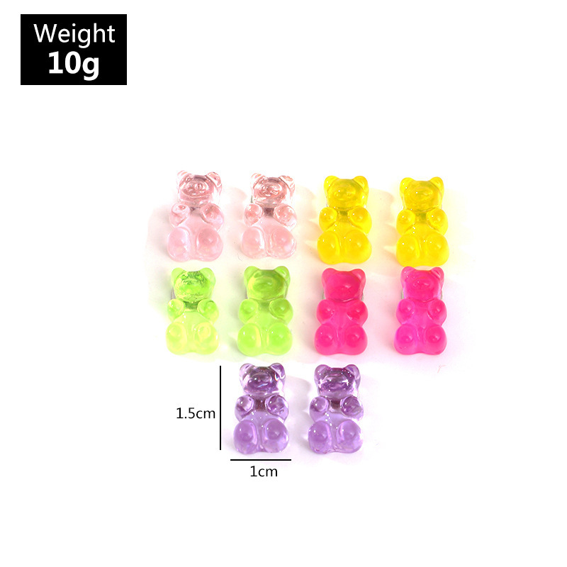 Colorful Ins Style Cartoon Bear Candy Color Animal Resin Stud Earring For Friends Colorful Ins Style Cartoon Bear Candy Color Animal Resin Stud Earring For Friends