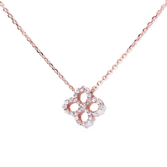 Four clover leaf shape 925 sterling silver gold plated moissanite diamond necklace