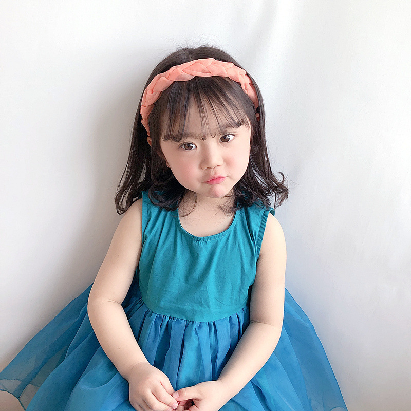 Wholesale New Style Korean candy-colored organza weave kids hairbands for girls
