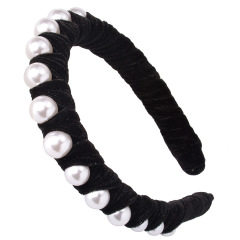 2020 new baroque women pearl hairband gold Hair Accessories Headwear Velvet big pearl headband