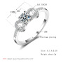 High quality 925 Sterling Silver Bow bowknot shaped Heart Stone adjustable Ring