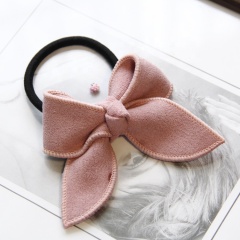 2020 Amazon new custom multicolor bow suede hair rope elastic hair ties band for girl