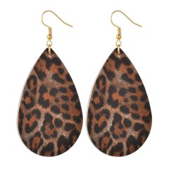 INS Amazon hot sale jewelry Retro domineering Water Drop Leopard Print faux leather earrings