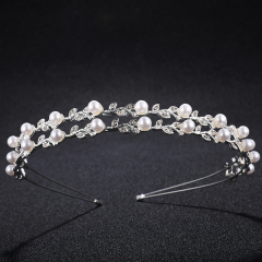 New design silver pearl women wedding round tiara crowns bridal headband
