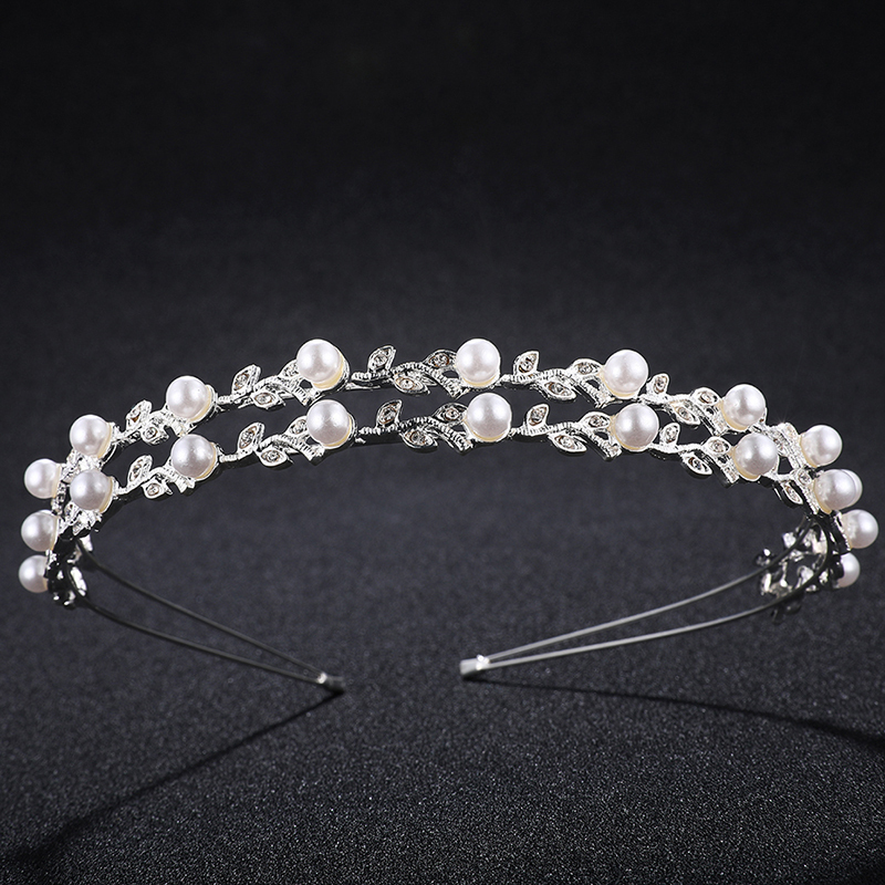 New design silver pearl women wedding round tiara crowns bridal headband New design silver pearl women wedding round tiara crowns bridal headband