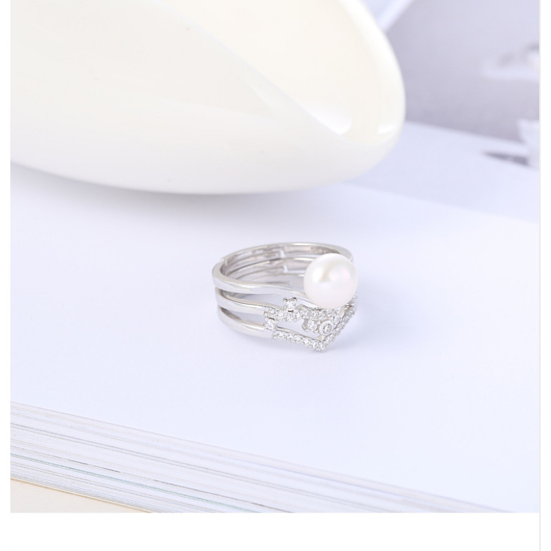 Fashion adjustable jewelry 925 silver accessories dancing party freshwater pearl ring Fashion adjustable jewelry 925 silver accessories dancing party freshwater pearl ring