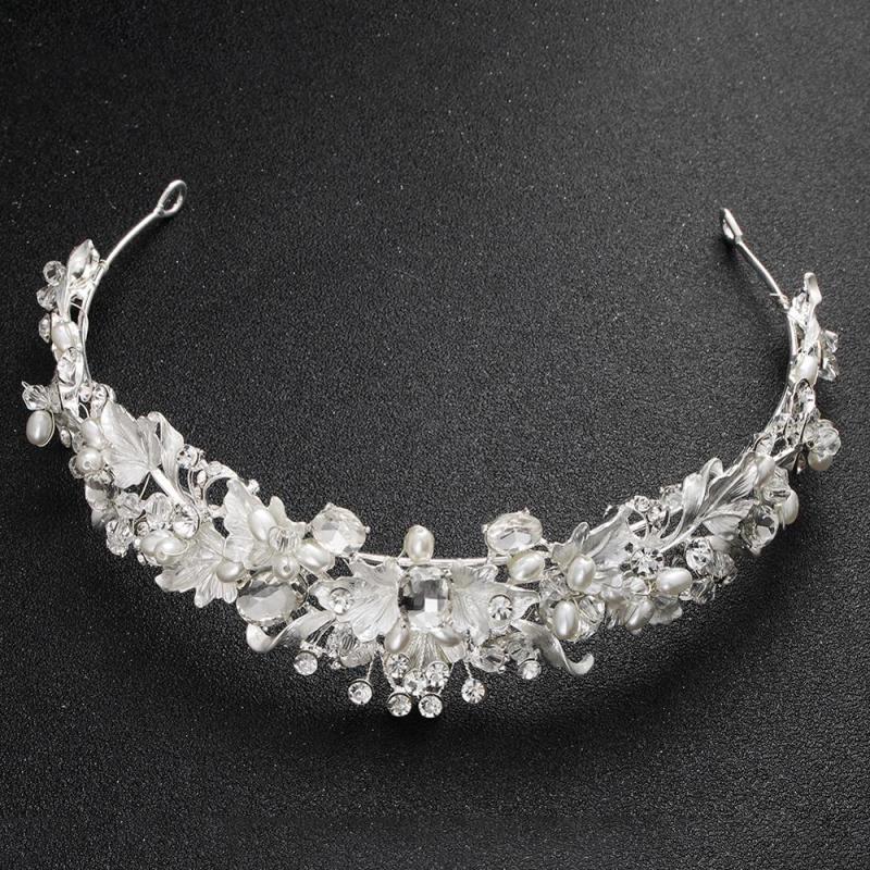 Handmade zircon crystal pearl beauty  flower  pageant  tiara crowns