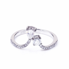 Irregular jewellery 925 sterling silver gold plated engagement moissanite ring