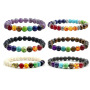 wholesale Natural lava stone energy volcanic stone chakra seven colorful Buddha beads bracelet