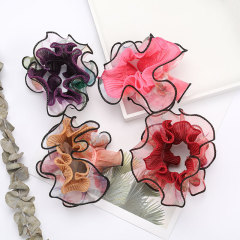2020 Summer Women Hair Accessories Elastic Wrinkle Lace Flower Hair Scrunchies