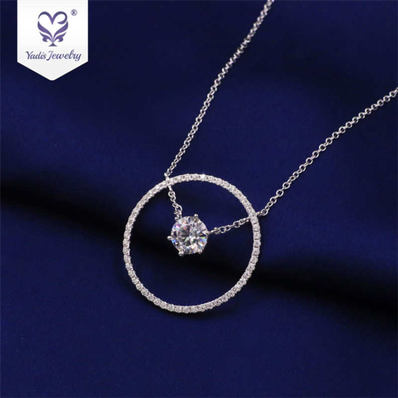 jewelry rose gold 18k plated Hoop Moissanite diamond pendant necklace