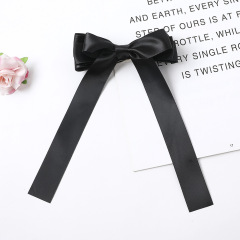 Wholesale Three-layer Satin Fabric Satin Double-sided Spring Clips Long Ribbon Bow Hair Clip