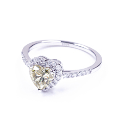 Luxury rose gold plated heart shape  925 sterling silver white gold moissanite ring