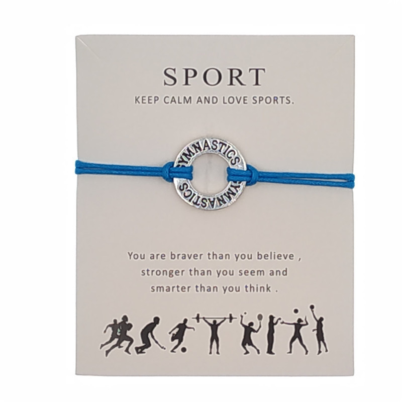Amazon custom charm leather GYMNASTICS rope adjustment bracelet for women men's with blessing card