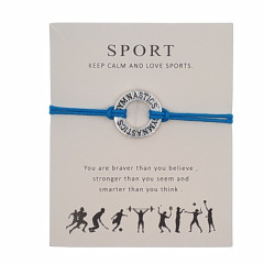 Amazon custom charm leather GYMNASTICS rope adjustment bracelet for women men's with blessing card