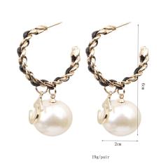 Bohemian Gold Plated Metal Women Baroque Chandelier Twist Pearl Drop Earrings