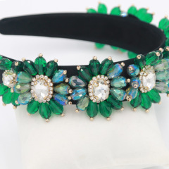 Vintage European and American Baroque fashion woman girls flower crystal headband