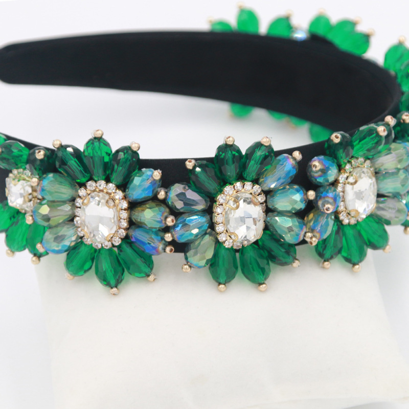 Vintage European and American Baroque fashion woman girls flower crystal headband