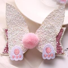 DIY kid candy colors cartoon bling hair clip glitter hair bow pin