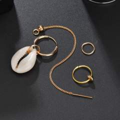 2019 American fashion jewelry for women gold hoop conch pearl sea shell earrings