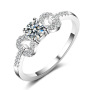 High quality 925 Sterling Silver Bow bowknot shaped Heart Stone adjustable Ring