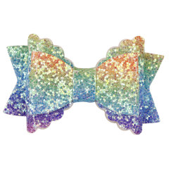 custom 3inch kids baby barrettes Girl korean rainbow colors glitter baby hair bows