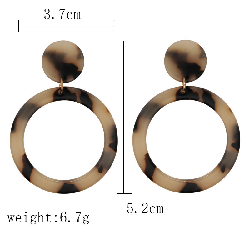 spring fashion Leopard Acetate Geometric Tortoiseshell Round Brown acrylic hoop earrings jewelry
