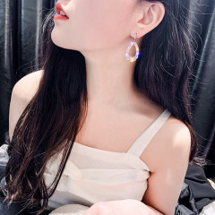 2019 new alloy zircon rhinestone circle s925 silver needle geometric earring