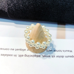 Fashion trendy weaving multiple rows women jewelry elastic force pearl Rings