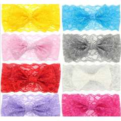 2020 Hot Fashion Multi Colored Bow Elastic Lace Hairband for Girls Hair Accessories