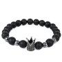 2020 New Arrival 8mm Black Natural Stones Rhinestone Men Crown Bead Bracelet For Gifts