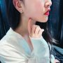 Round zircon S925 silver needle crystal alloy new design opal stud earring Round zircon S925 silver needle crystal alloy new design opal stud earring