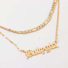 Amazon Sells English Babygirl Letter Personality Double Layer Women Necklaces