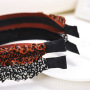 Vintage fashion liked leopard pleated fabric women girls pearl hairbands Vintage fashion liked leopard pleated fabric women girls pearl hairbands