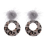 Autumn And Winter lattice circle plush fur ball eardrop earrings for women jewelry