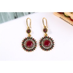 Bohemia wholesale crystal rhinestone alloy sun flower women dangle earrings