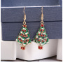 Custom trendy small wholesale women hook oil drip paint alloy christmas tree earrings Custom trendy small wholesale women hook oil drip paint alloy christmas tree earrings