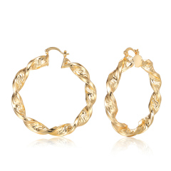 Fashion copper round hoop 18K gold plated texture earrings accessories